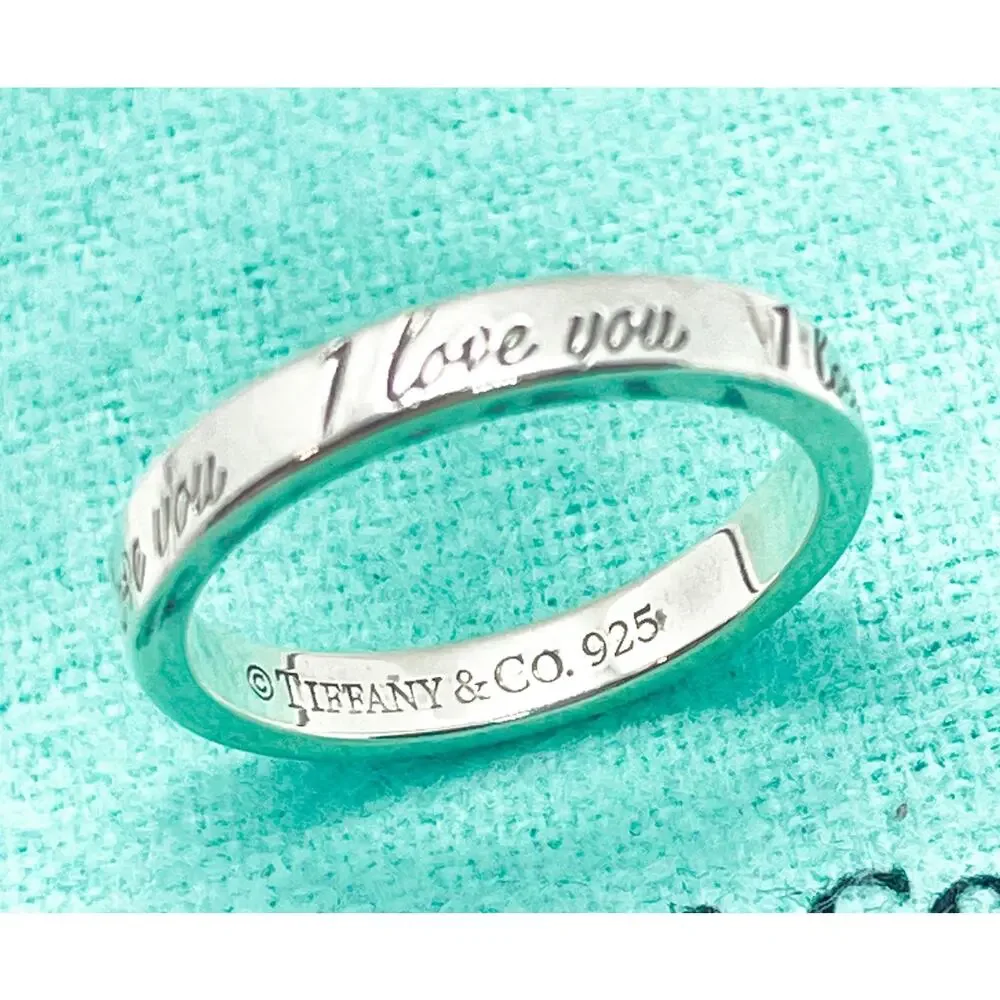 Tiffany & Co. Narrow I Love You Note Ring Sterling Silver Size 5.75